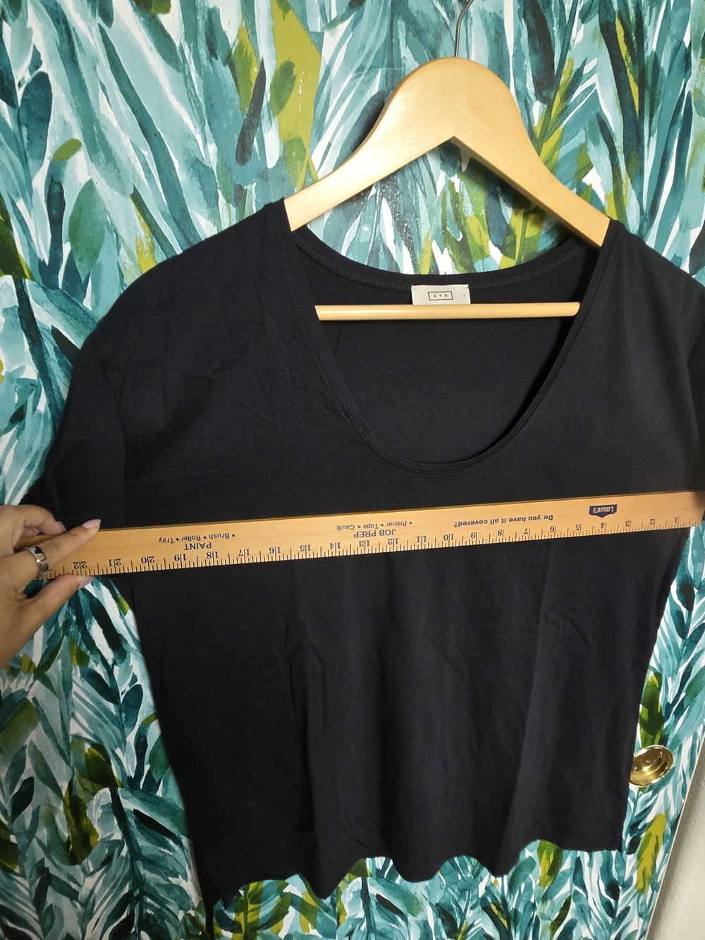 AYR The Midsummer Black Scoop Crew Neck Shirt In Black - Picture 5 of 7